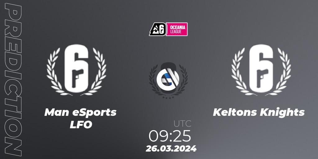 Prognose für das Spiel Man eSports LFO VS Keltons Knights. 26.03.24. Rainbow Six - Oceania League 2024 - Stage 1