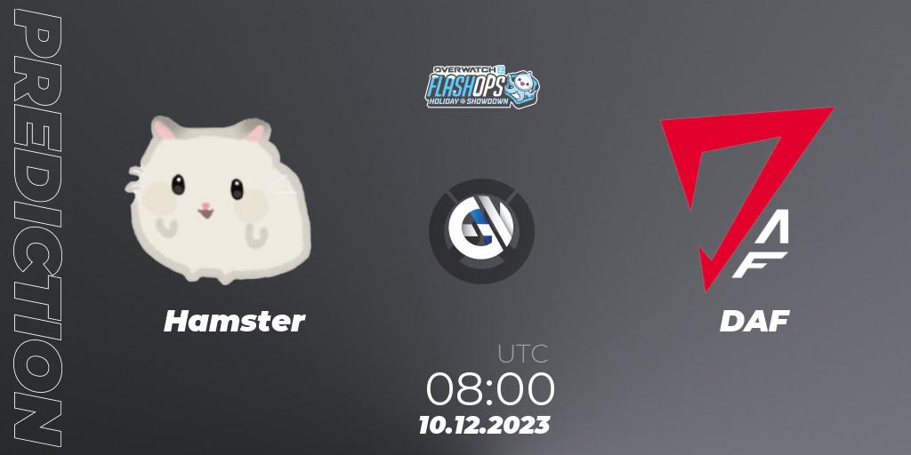 Prognose für das Spiel Hamster VS DAF. 10.12.2023 at 08:00. Overwatch - Flash Ops Holiday Showdown - APAC Finals