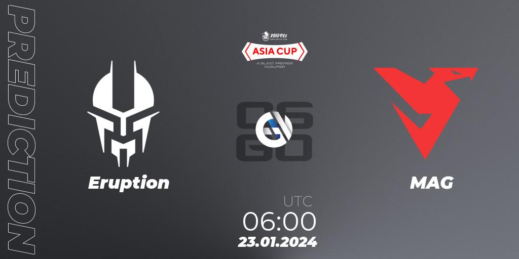 Prognose für das Spiel Eruption VS MAG. 23.01.24. CS2 (CS:GO) - 5E Arena Asia Cup Spring 2024: Asian Qualifier #1