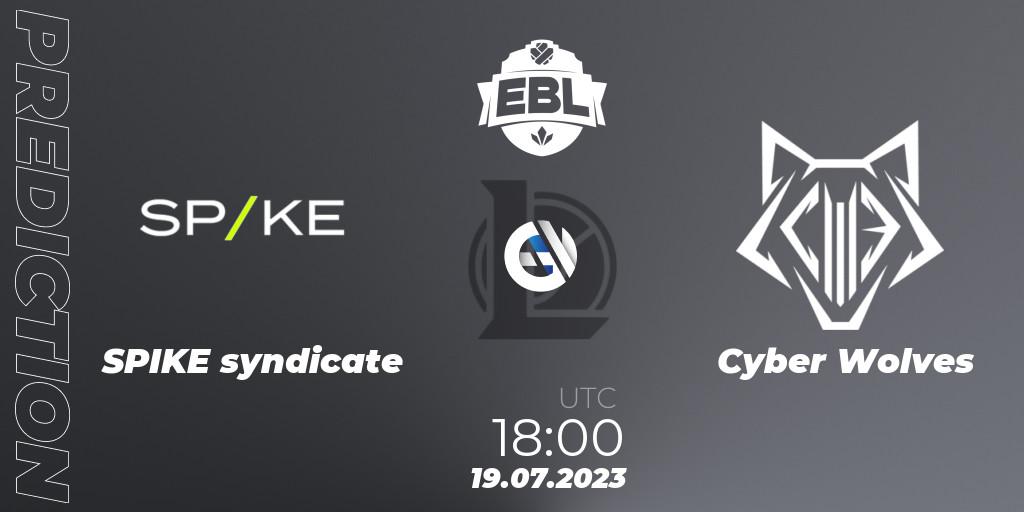 Prognose für das Spiel SPIKE syndicate VS Cyber Wolves. 19.07.2023 at 18:00. LoL - Esports Balkan League Season 13