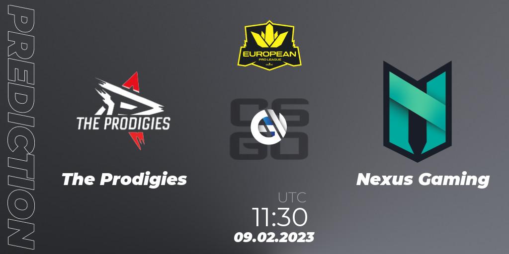 Prognose für das Spiel The Prodigies VS Nexus Gaming. 09.02.23. CS2 (CS:GO) - European Pro League Season 6: Division 2