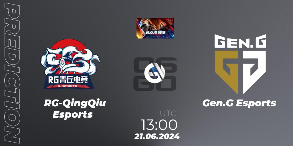 Prognose für das Spiel RG-QingQiu Esports VS Gen.G Esports. 21.06.2024 at 13:00. Counter-Strike (CS2) - QU Pro League