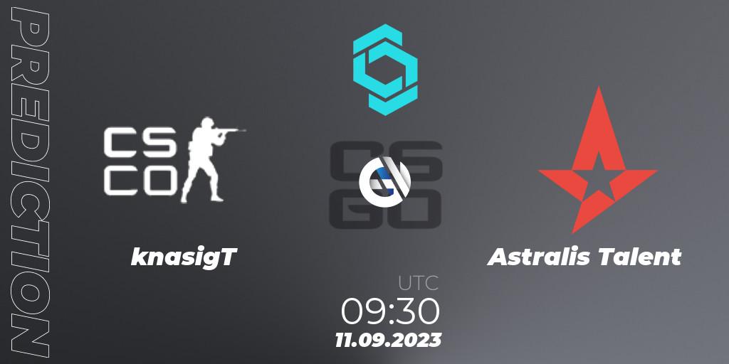 Prognose für das Spiel knasigT VS Astralis Talent. 11.09.2023 at 09:30. Counter-Strike (CS2) - CCT North Europe Series #8: Closed Qualifier