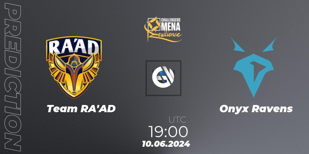Prognose für das Spiel Team RA'AD VS Onyx Ravens. 10.06.2024 at 18:00. VALORANT - VALORANT Challengers 2024 MENA: Resilience Split 2 - Levant and North Africa