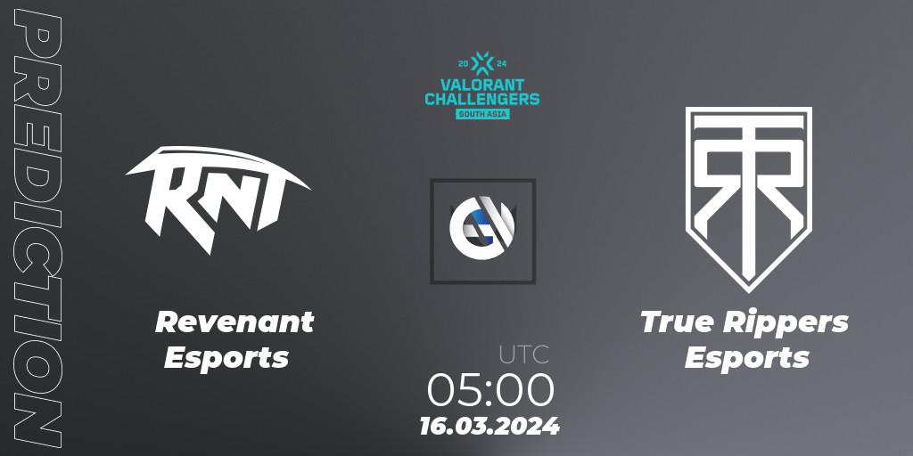 Prognose für das Spiel Revenant Esports VS True Rippers Esports. 16.03.24. VALORANT - VALORANT Challengers 2024: South Asia Split 1 - Cup 1