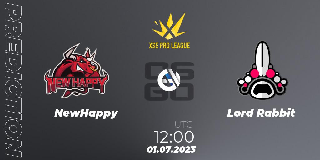 Prognose für das Spiel NewHappy VS Lord Rabbit. 01.07.23. CS2 (CS:GO) - XSE Pro League: Online Stage