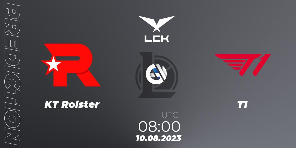 Prognose für das Spiel KT Rolster VS T1. 10.08.23. LoL - LCK Summer 2023 - Playoffs