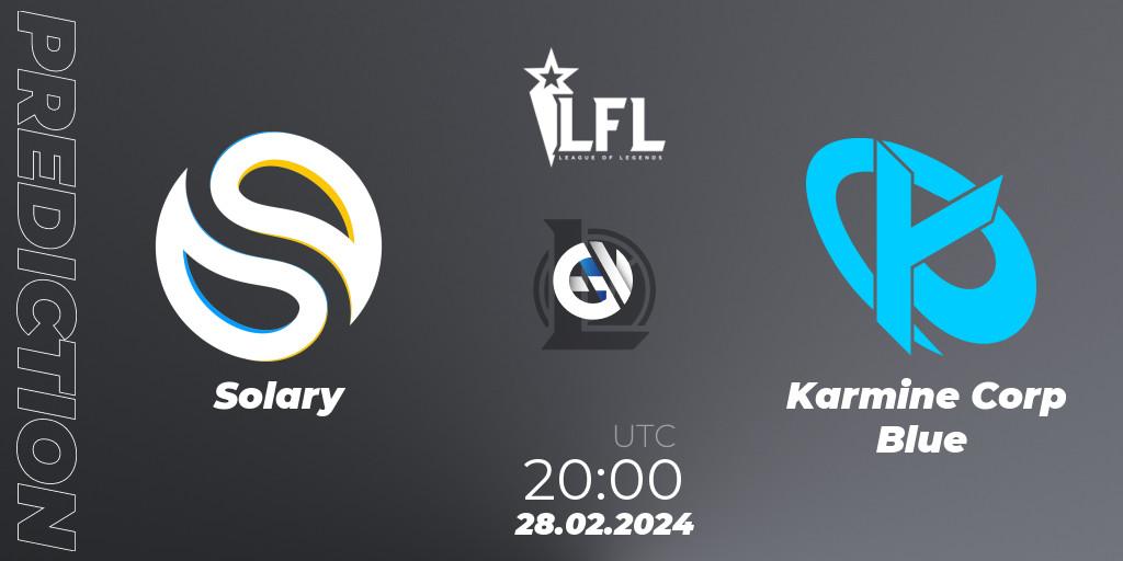 Prognose für das Spiel Solary VS Karmine Corp Blue. 28.02.24. LoL - LFL Spring 2024