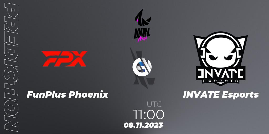 Prognose für das Spiel FunPlus Phoenix VS INVATE Esports. 08.11.23. Wild Rift - WRL Asia 2023 - Season 2 - Regular Season
