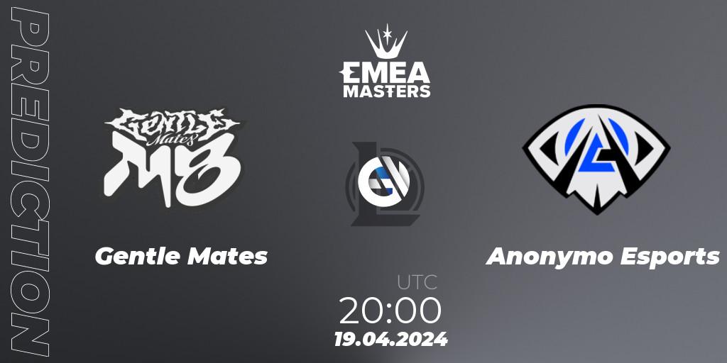 Prognose für das Spiel Gentle Mates VS Anonymo Esports. 19.04.24. LoL - EMEA Masters Spring 2024 - Group Stage