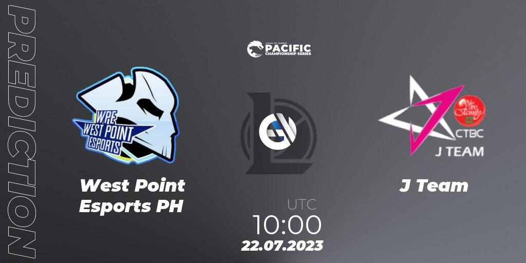 Prognose für das Spiel West Point Esports PH VS J Team. 22.07.2023 at 10:00. LoL - PACIFIC Championship series Group Stage