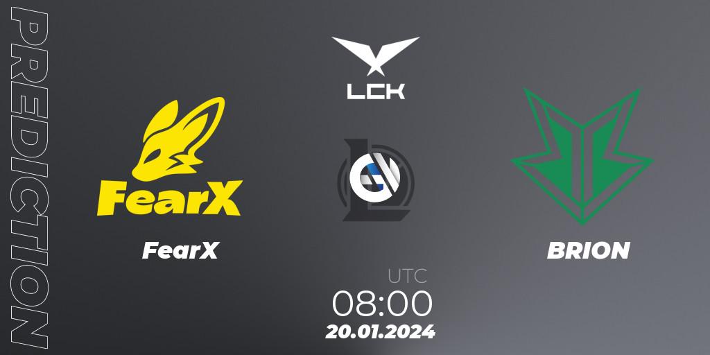 Prognose für das Spiel FearX VS BRION. 20.01.24. LoL - LCK Spring 2024 - Group Stage