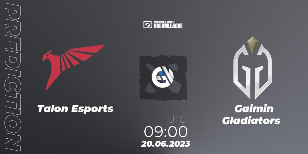 Prognose für das Spiel Talon Esports VS Gaimin Gladiators. 20.06.2023 at 08:55. Dota 2 - DreamLeague Season 20 - Group Stage 2