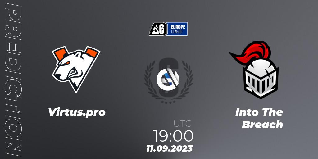 Prognose für das Spiel Virtus.pro VS Into The Breach. 11.09.2023 at 19:00. Rainbow Six - Europe League 2023 - Stage 2
