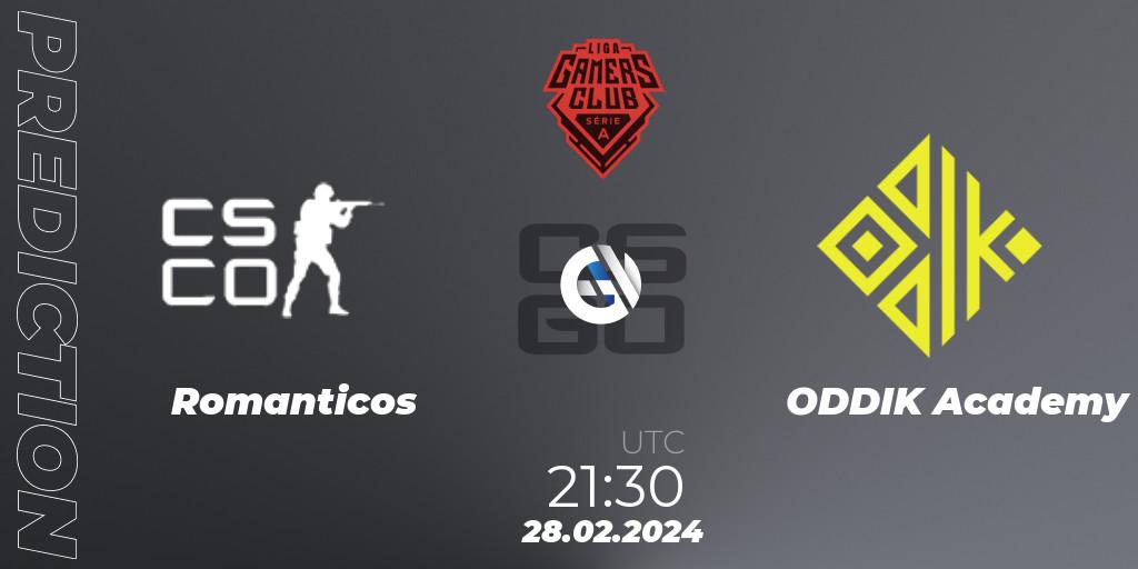 Prognose für das Spiel Romanticos VS ODDIK Academy. 28.02.24. CS2 (CS:GO) - Gamers Club Liga Série A: February 2024
