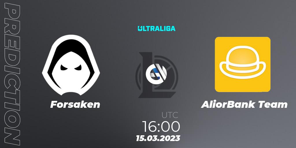 Prognose für das Spiel Forsaken VS AliorBank Team. 15.03.2023 at 16:00. LoL - Ultraliga Season 9 - Playoffs