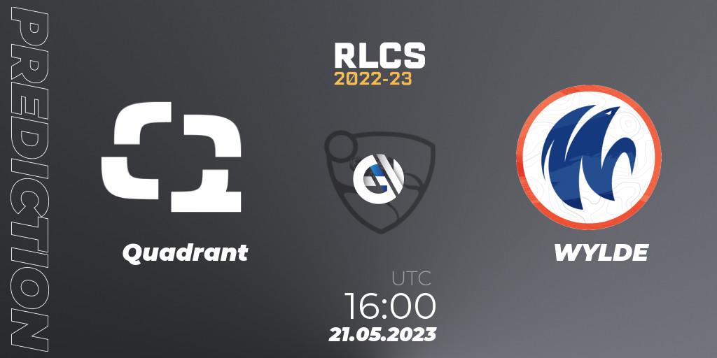 Prognose für das Spiel Quadrant VS WYLDE. 21.05.23. Rocket League - RLCS 2022-23 - Spring: Europe Regional 2 - Spring Cup: Closed Qualifier