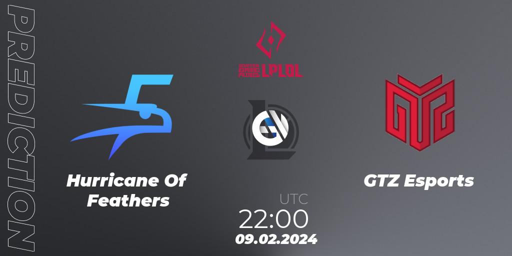Prognose für das Spiel Hurricane Of Feathers VS GTZ Esports. 09.02.2024 at 22:00. LoL - LPLOL Split 1 2024