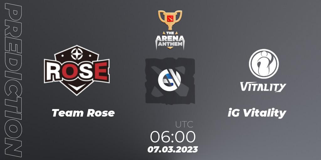Prognose für das Spiel Team Rose VS iG Vitality. 07.03.23. Dota 2 - The Arena Anthem