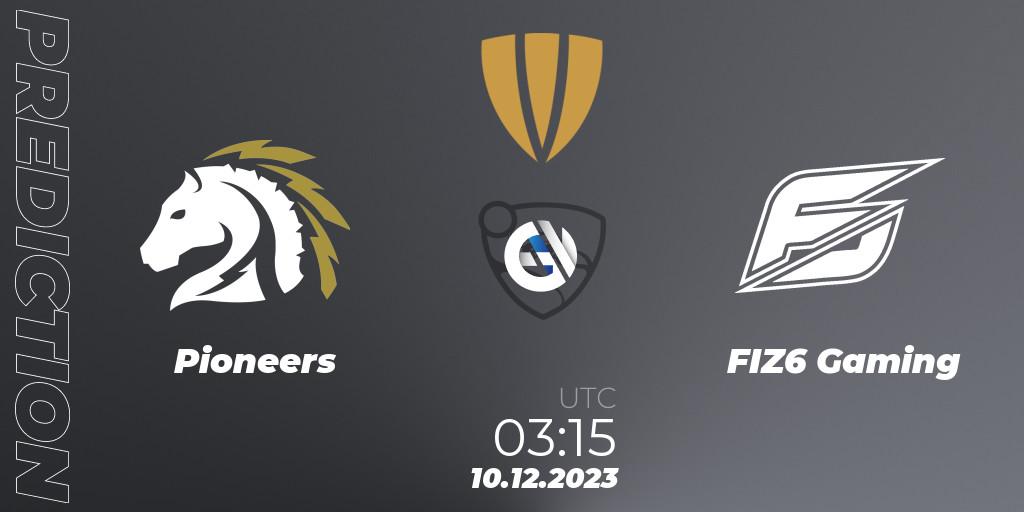 Prognose für das Spiel Pioneers VS FIZ6 Gaming. 10.12.2023 at 02:00. Rocket League - The Gauntlet Season 5 - Final