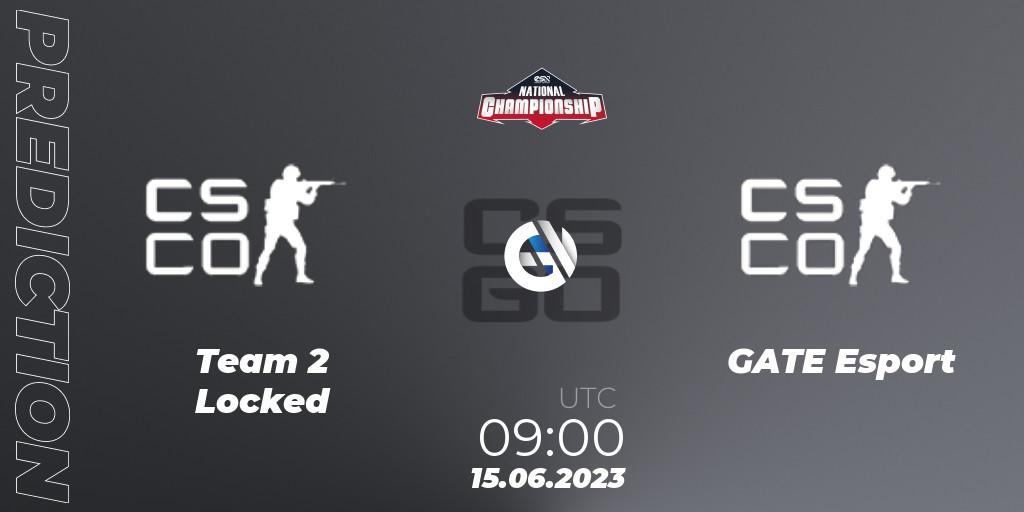 Prognose für das Spiel Team 2 Locked VS GATE Esport. 15.06.2023 at 09:00. Counter-Strike (CS2) - ESN National Championship 2023