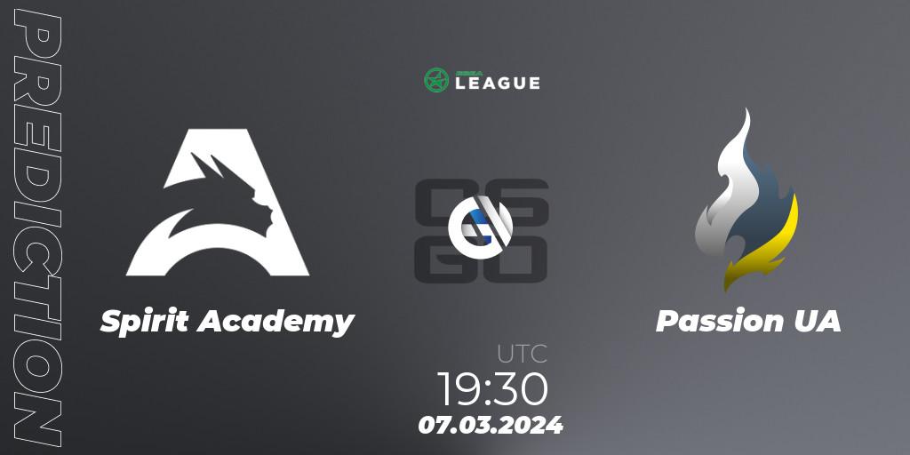 Prognose für das Spiel Spirit Academy VS Passion UA. 08.03.24. CS2 (CS:GO) - ESEA Season 48: Advanced Division - Europe