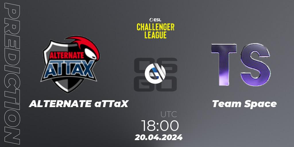 Prognose für das Spiel ALTERNATE aTTaX VS Team Space. 20.04.24. CS2 (CS:GO) - ESL Challenger League Season 47: Europe