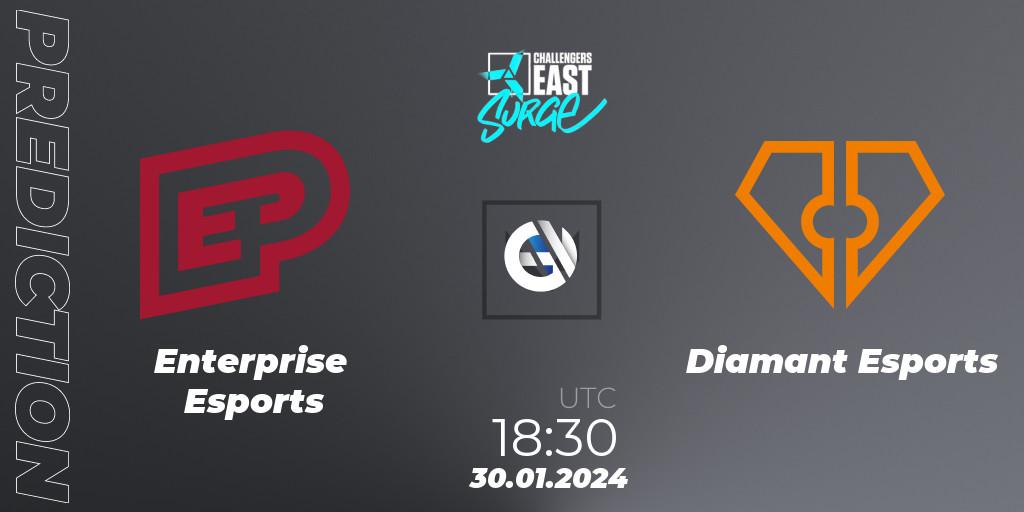 Prognose für das Spiel Enterprise Esports VS Diamant Esports. 30.01.24. VALORANT - VALORANT Challengers 2024 East: Surge Split 1