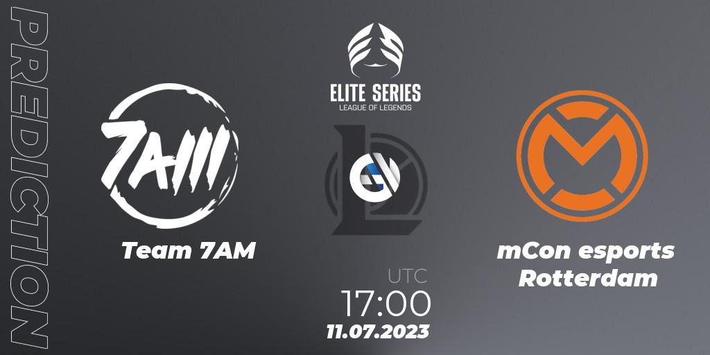 Prognose für das Spiel Team 7AM VS mCon esports Rotterdam. 11.07.2023 at 17:00. LoL - Elite Series Summer 2023
