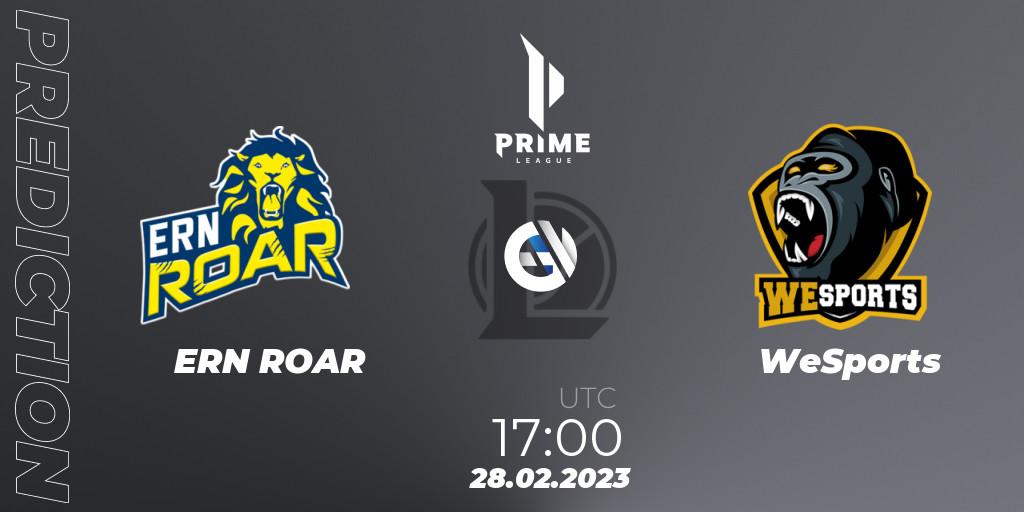 Prognose für das Spiel ERN ROAR VS WeSports. 28.02.23. LoL - Prime League 2nd Division Spring 2023 - Group Stage