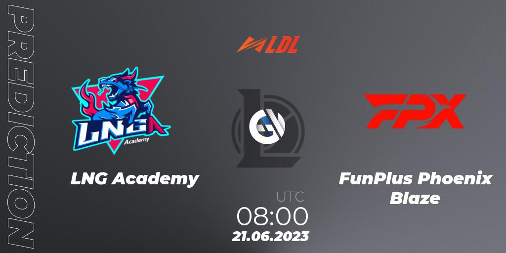Prognose für das Spiel LNG Academy VS FunPlus Phoenix Blaze. 21.06.2023 at 09:00. LoL - LDL 2023 - Regular Season - Stage 3