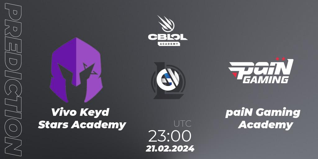 Prognose für das Spiel Vivo Keyd Stars Academy VS paiN Gaming Academy. 21.02.24. LoL - CBLOL Academy Split 1 2024