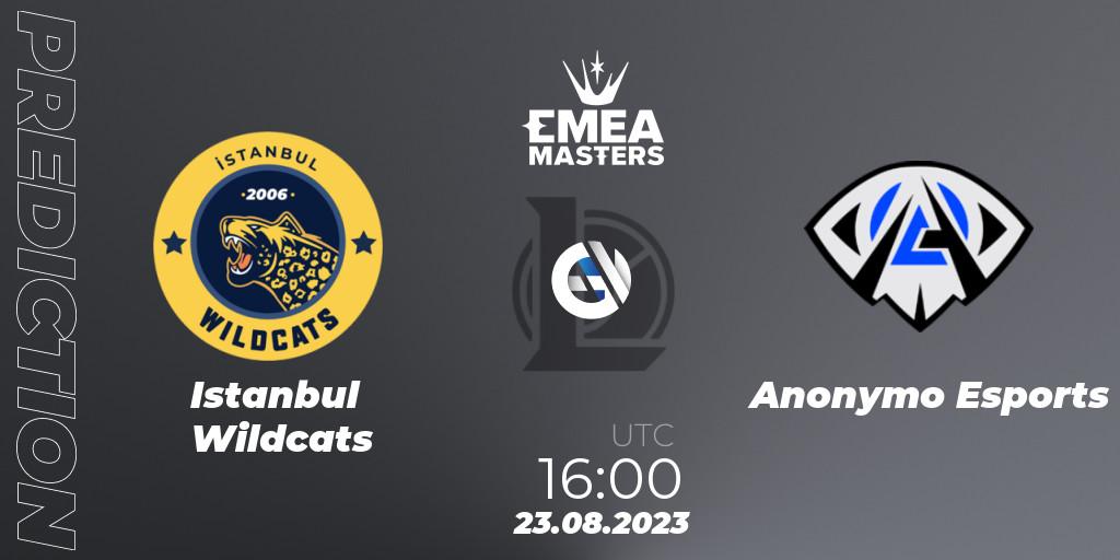 Prognose für das Spiel Istanbul Wildcats VS Anonymo Esports. 23.08.23. LoL - EMEA Masters Summer 2023