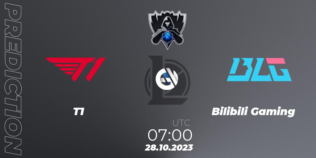 Prognose für das Spiel T1 VS Bilibili Gaming. 28.10.23. LoL - Worlds 2023 LoL - Group Stage