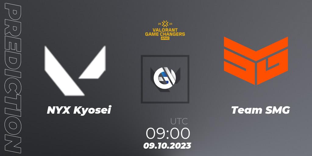 Prognose für das Spiel NYX Kyosei VS Team SMG. 09.10.23. VALORANT - VCT 2023: Game Changers APAC Elite