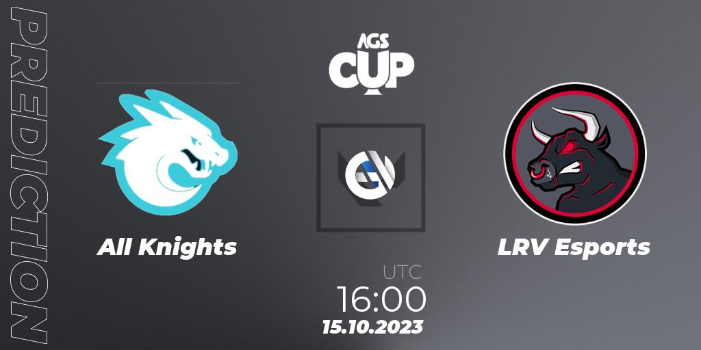Prognose für das Spiel All Knights VS LRV Esports. 15.10.2023 at 23:00. VALORANT - Argentina Game Show Cup 2023