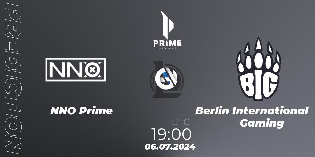 Prognose für das Spiel NNO Prime VS Berlin International Gaming. 06.07.2024 at 19:00. LoL - Prime League Summer 2024
