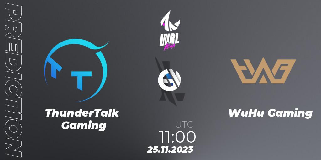 Prognose für das Spiel ThunderTalk Gaming VS WuHu Gaming. 25.11.23. Wild Rift - WRL Asia 2023 - Season 2 - Regular Season