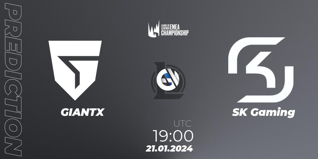 Prognose für das Spiel GIANTX VS SK Gaming. 21.01.24. LoL - LEC Winter 2024 - Regular Season