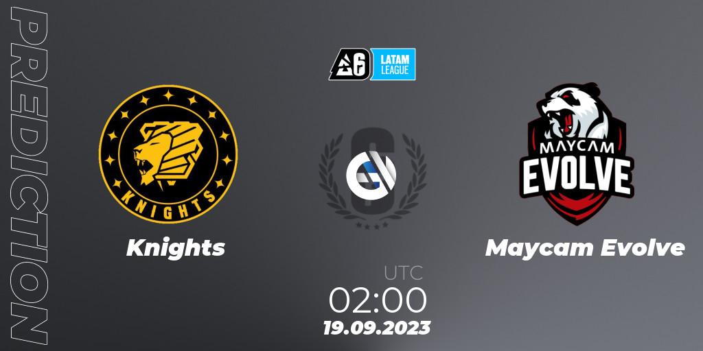 Prognose für das Spiel Knights VS Maycam Evolve. 19.09.2023 at 02:00. Rainbow Six - LATAM League 2023 - Stage 2