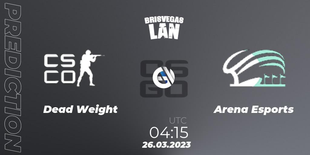 Prognose für das Spiel Dead Weight VS Arena Esports. 26.03.23. CS2 (CS:GO) - BrisVegas Autumn 2023