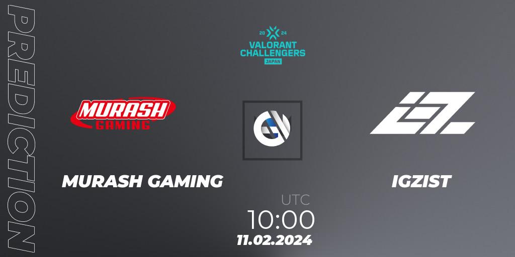 Prognose für das Spiel MURASH GAMING VS IGZIST. 11.02.2024 at 10:00. VALORANT - VALORANT Challengers Japan 2024: Split 1