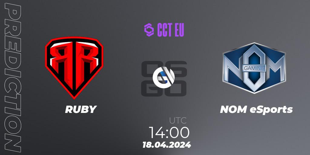 Prognose für das Spiel RUBY VS NOM eSports. 18.04.24. CS2 (CS:GO) - CCT Season 2 Europe Series 1 Closed Qualifier