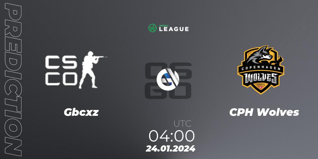 Prognose für das Spiel Gbcxz VS CPH Wolves. 28.01.2024 at 19:00. Counter-Strike (CS2) - ESEA Season 48: Advanced Division - Europe