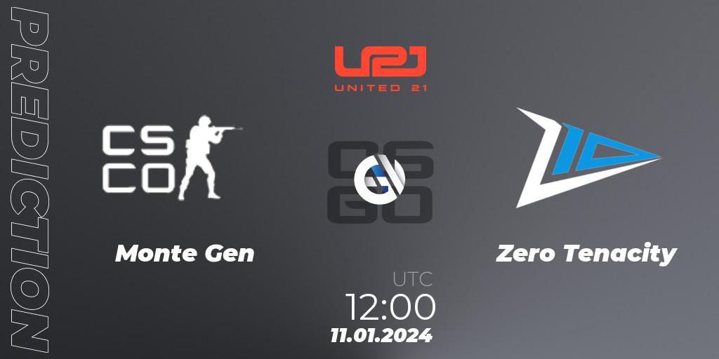 Prognose für das Spiel Monte Gen VS Zero Tenacity. 11.01.2024 at 12:00. Counter-Strike (CS2) - United21 Season 10