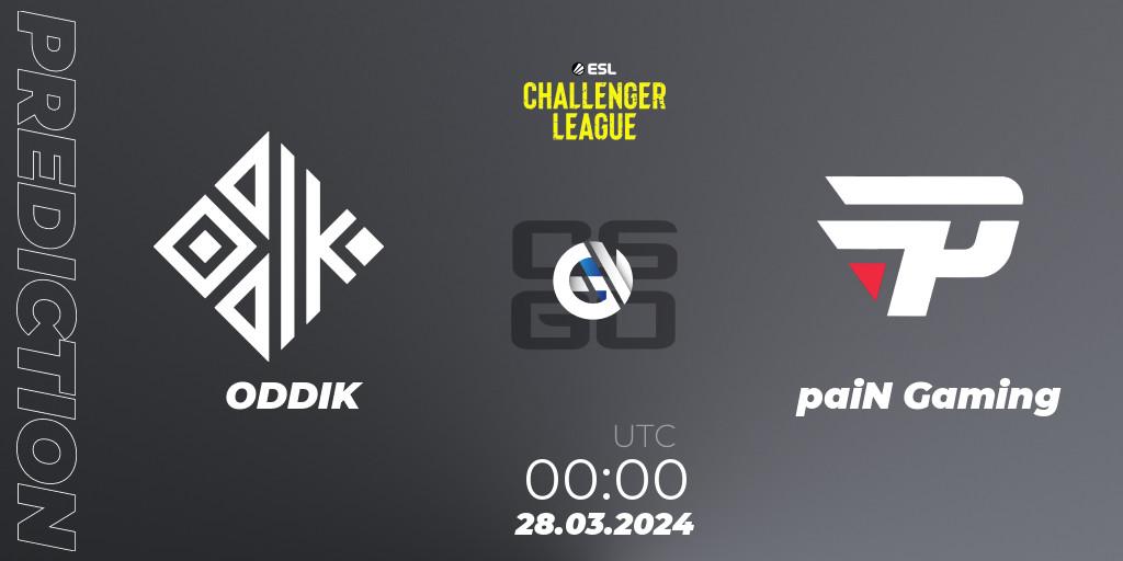 Prognose für das Spiel ODDIK VS paiN Gaming. 24.04.24. CS2 (CS:GO) - ESL Challenger League Season 47: South America