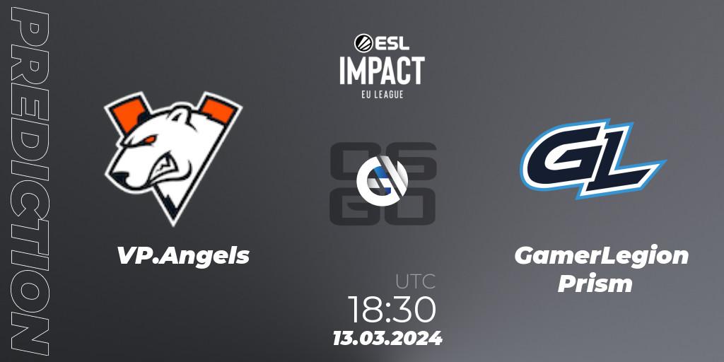 Prognose für das Spiel VP.Angels VS GamerLegion Prism. 13.03.24. CS2 (CS:GO) - ESL Impact League Season 5: Europe