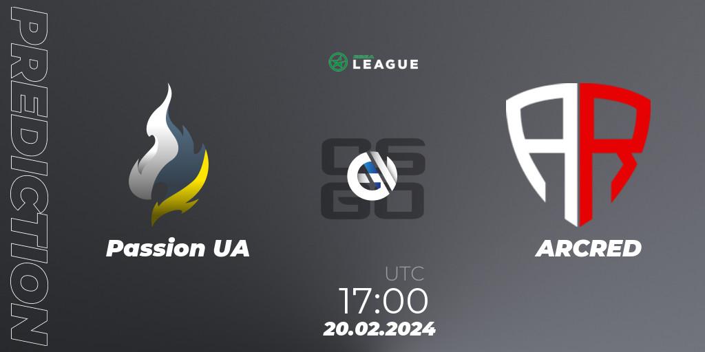 Prognose für das Spiel Passion UA VS ARCRED. 20.02.24. CS2 (CS:GO) - ESEA Season 48: Advanced Division - Europe