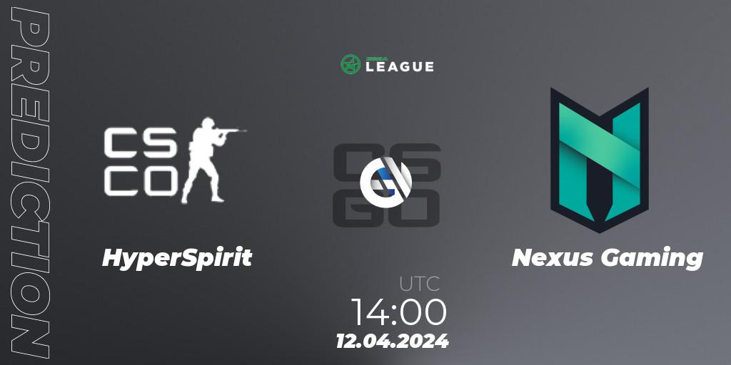 Prognose für das Spiel HyperSpirit VS Nexus Gaming. 12.04.24. CS2 (CS:GO) - ESEA Season 49: Advanced Division - Europe