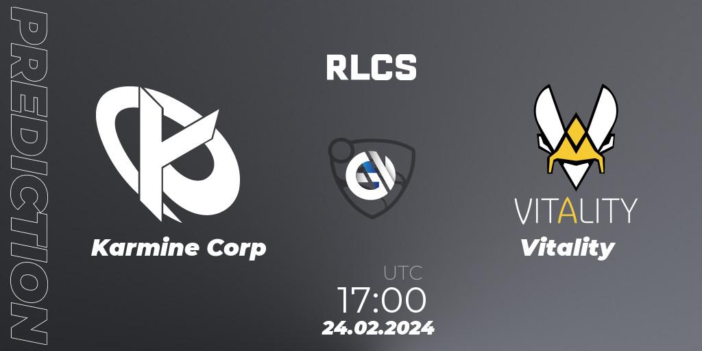 Prognose für das Spiel Karmine Corp VS Vitality. 24.02.24. Rocket League - RLCS 2024 - Major 1: Europe Open Qualifier 2